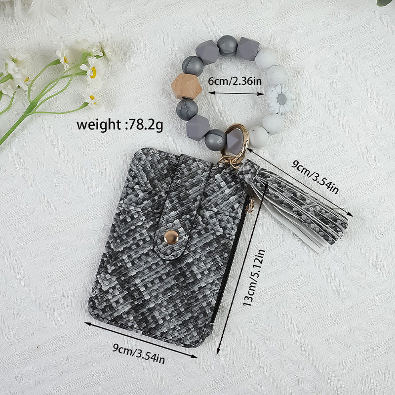 Wholesale Bohemian  Silicone Beaded Wrist Keychain